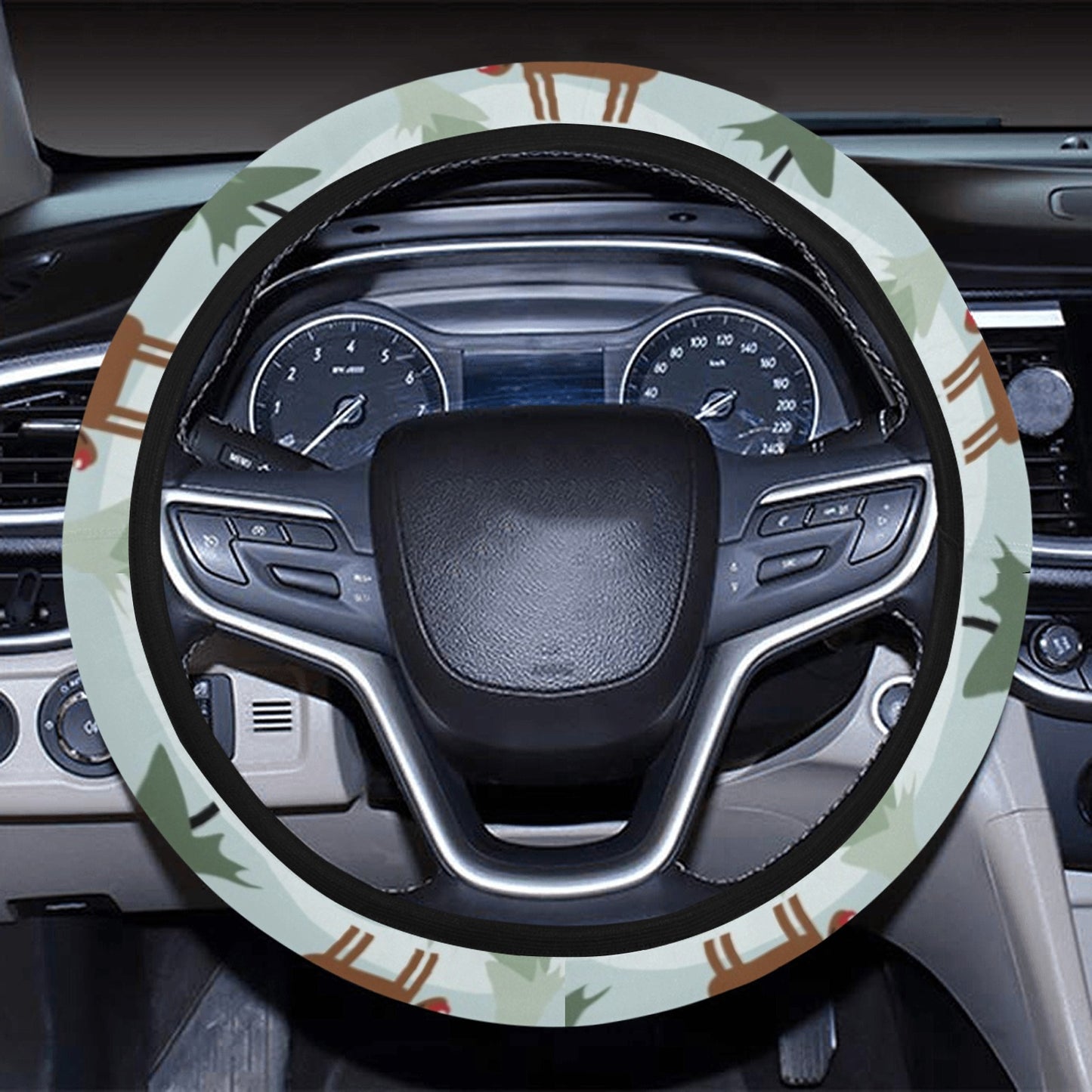 Moose Print Design LKS402 Steering Wheel Cover with Elastic Edge
