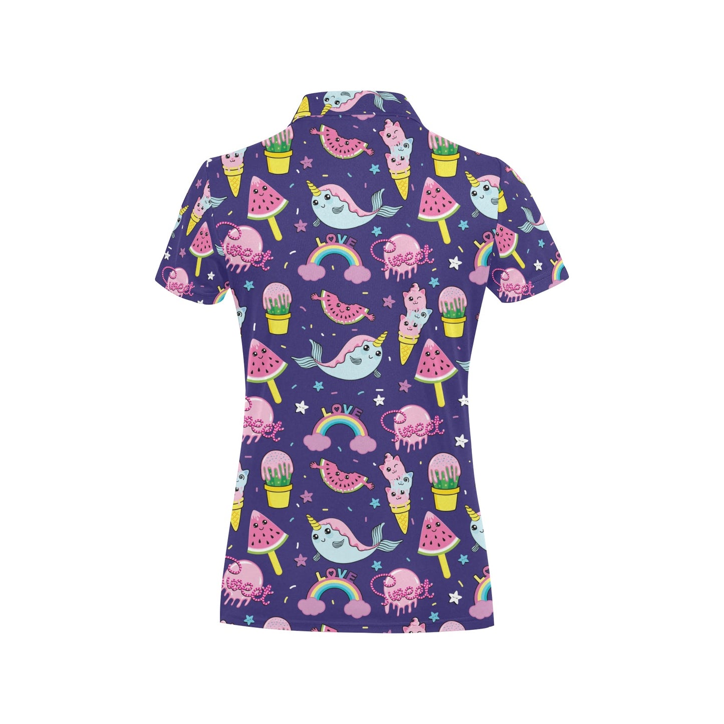 Narwhal Cute Pattern Print Design 02 Women's Polo Shirt
