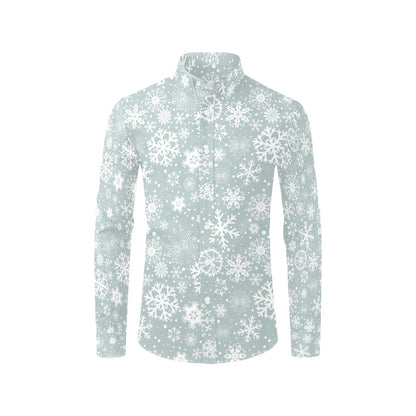 Snowflake Print Design LKS303 Men's Long Sleeve Dress Shirt