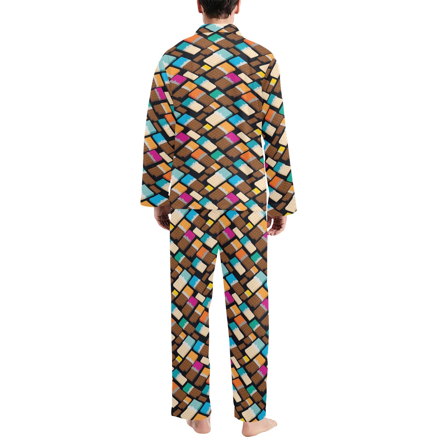 Chocolate Pattern Print Design 02 Men's Long Pajama Set