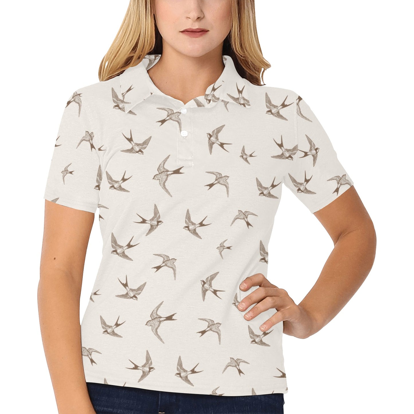 Swallow Bird Pattern Print Design 01 Women's Polo Shirt