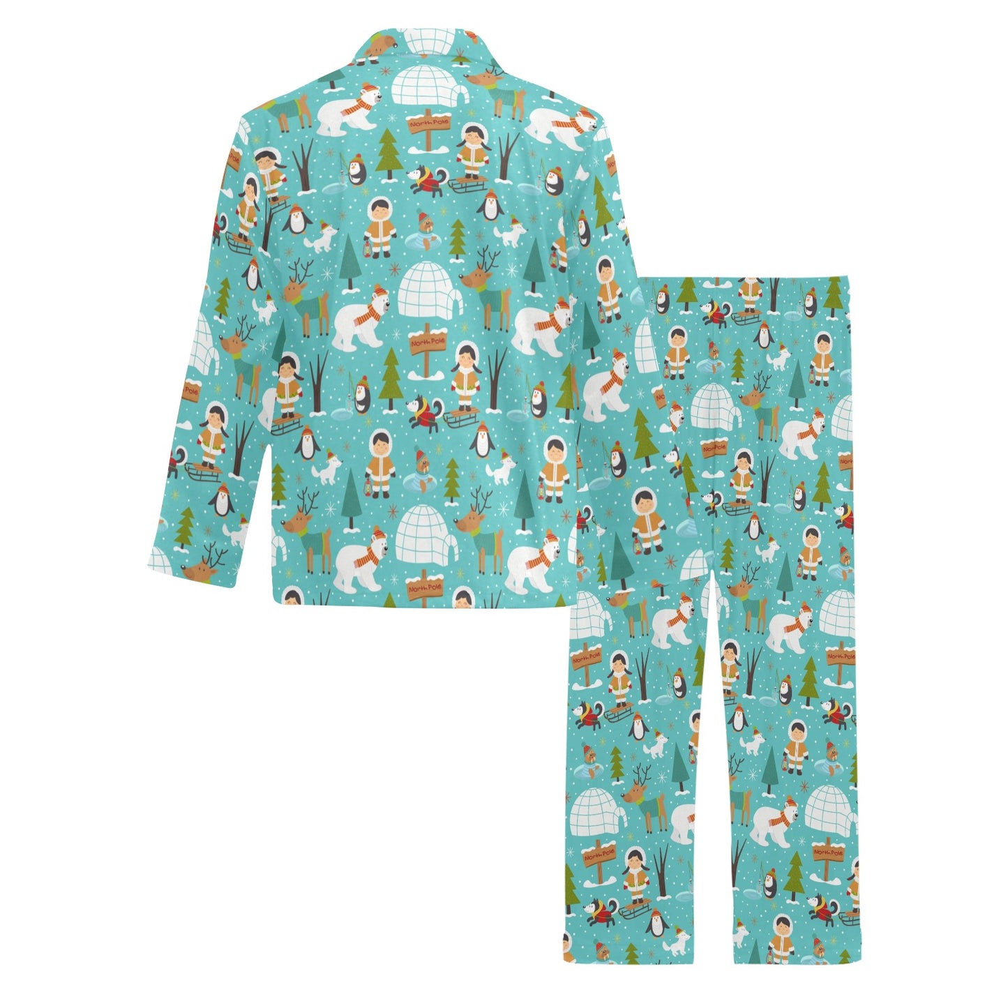 Eskimo Pattern Print Design 01 Men's Long Pajama Set