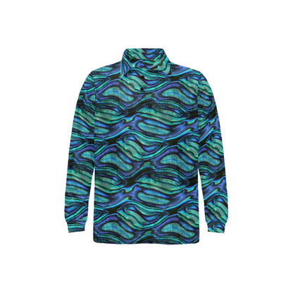 Abalone Pattern Print Design 02 Long Sleeve Polo Shirt For Men's
