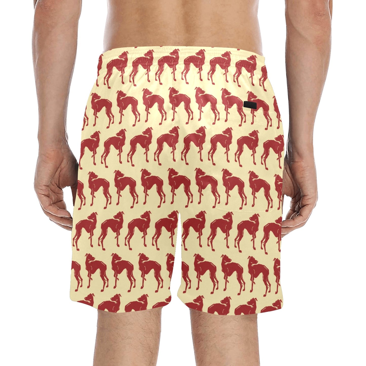 Whippets Print Design LKS301 Men's Swim Trunks Beach Shorts
