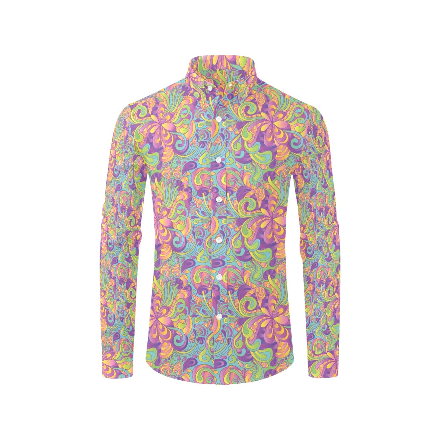 Trippy Print Design LKS306 Men's Long Sleeve Dress Shirt