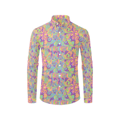 Trippy Print Design LKS306 Men's Long Sleeve Dress Shirt