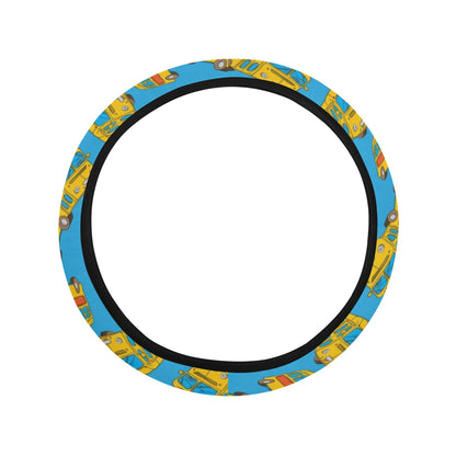 School Bus Print Design LKS302 Steering Wheel Cover with Elastic Edge
