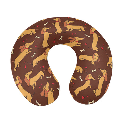 Dachshund Happy Print Pattern U-Shaped Travel Neck Pillow