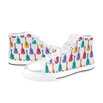 Acoustic Guitar Print Design LKS406 Men's High Top Canvas Shoes