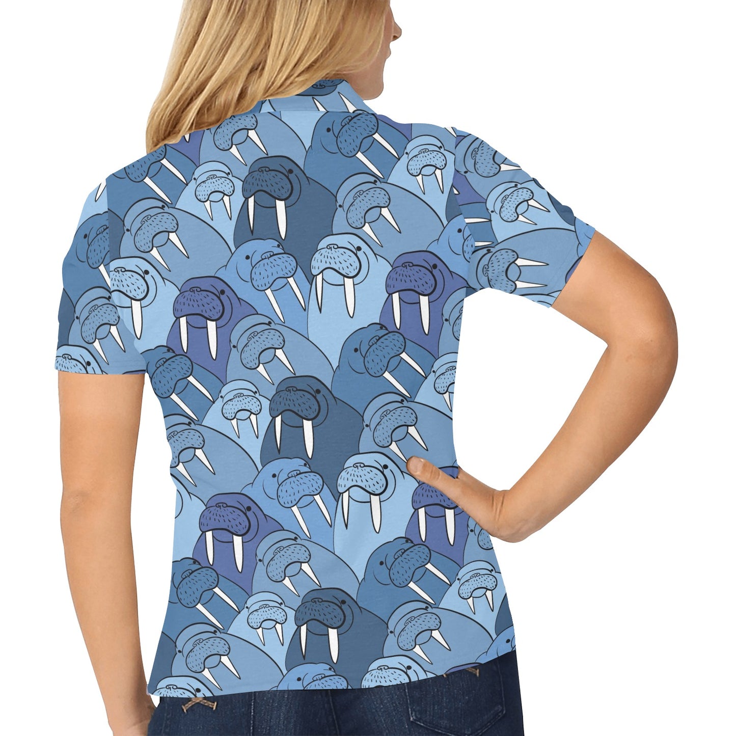 Walrus Pattern Print Design 01 Women's Polo Shirt
