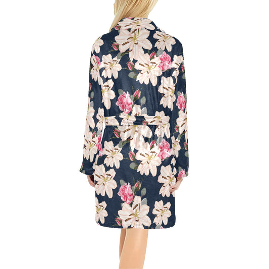 Lily Pattern Print Design LY04 Women's Fleece Robe