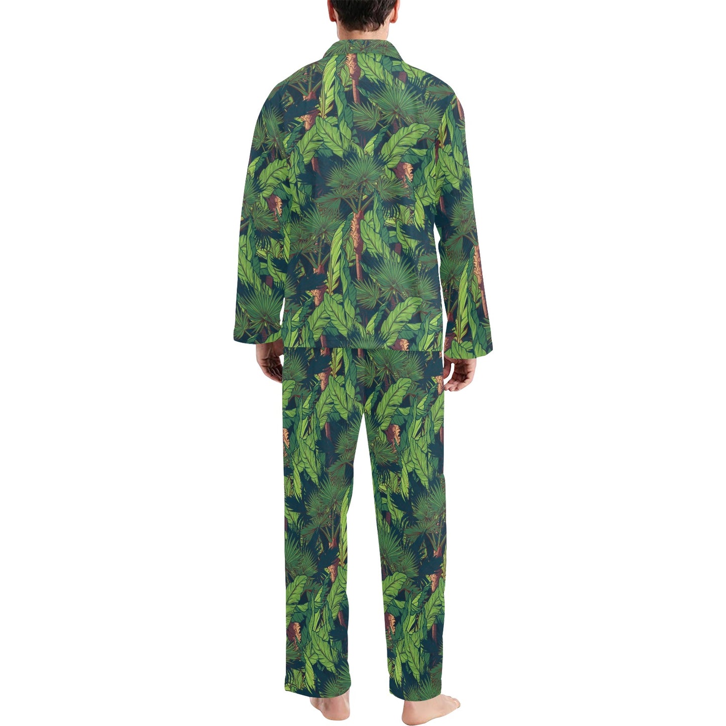Rainforest Pattern Print Design A01 Men's Long Pajama Set