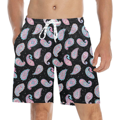 Paisley Pink Design Mandala Print Men's Swim Trunks Beach Shorts