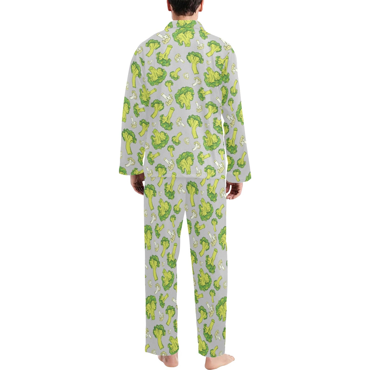 Broccoli Pattern Print Design 03 Men's Long Pajama Set