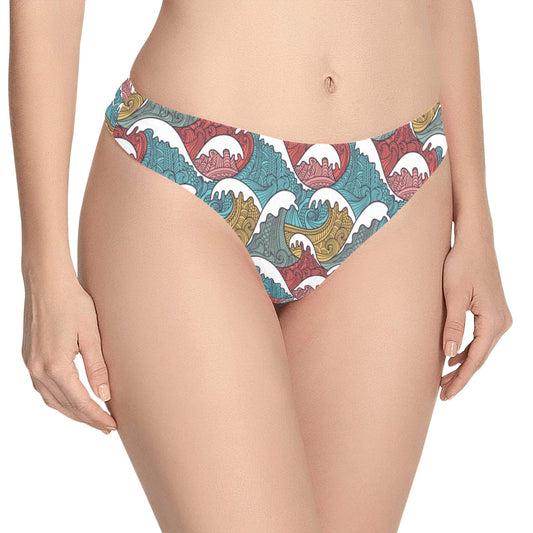 Tribal Wave Pattern Print Women's Thongs