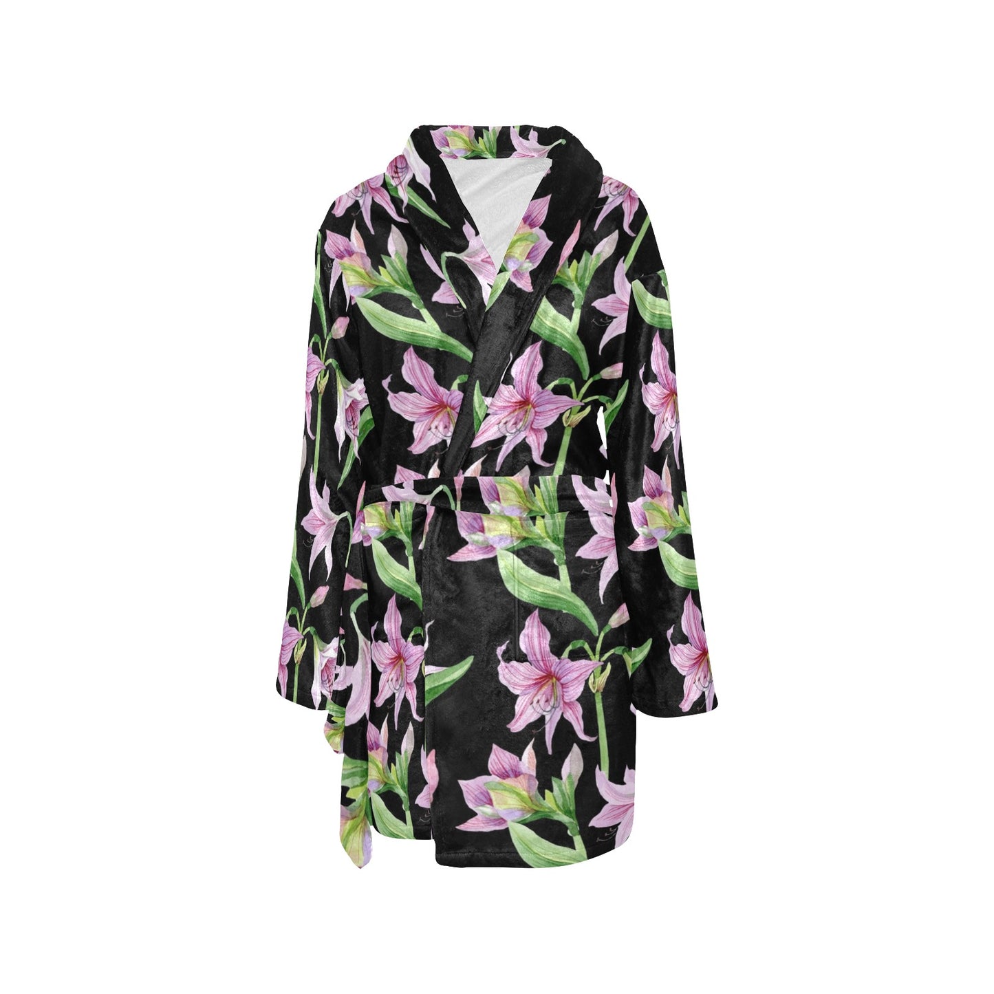 Amaryllis Pattern Print Design AL08 Women's Fleece Robe