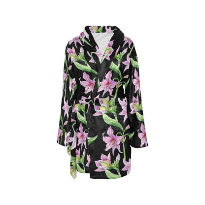 Amaryllis Pattern Print Design AL08 Women's Fleece Robe