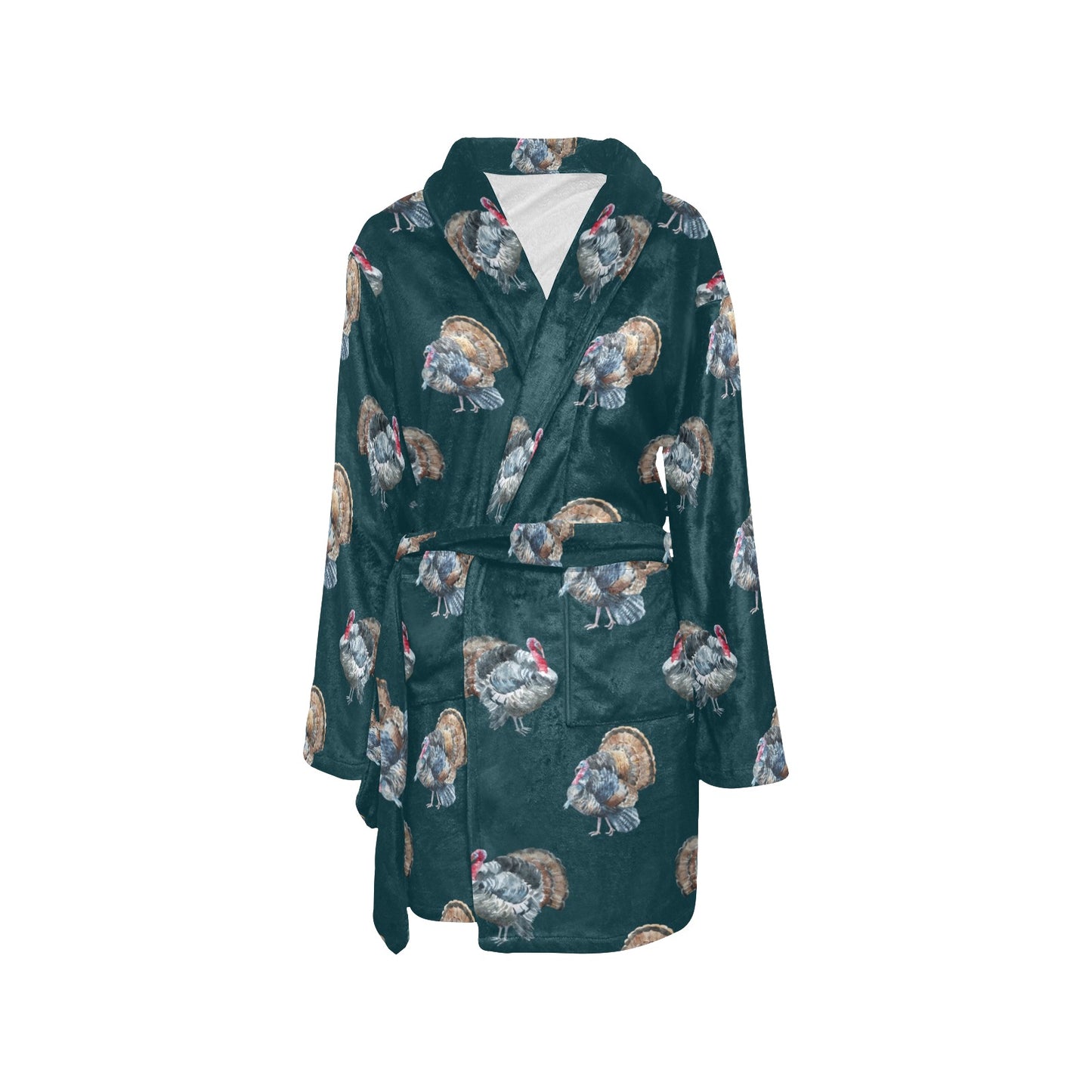 Turkey Pattern Print Design 03 Women's Fleece Robe
