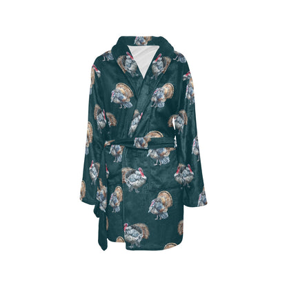 Turkey Pattern Print Design 03 Women's Fleece Robe