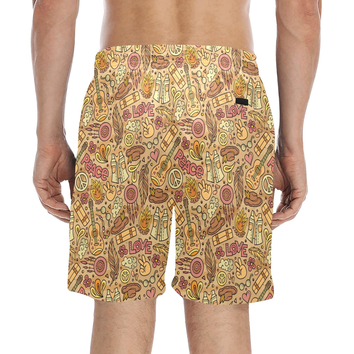 Hippie Print Design LKS305 Men's Swim Trunks Beach Shorts