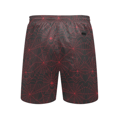 Spider Web Red Print Design LKS302 Men's Swim Trunks Beach Shorts