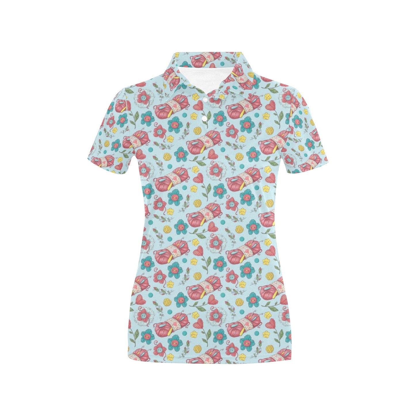 Crochet Pattern Print Design 01 Women's Polo Shirt