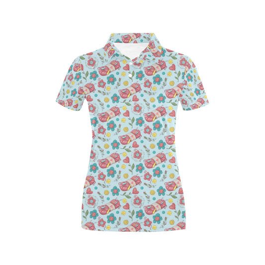 Crochet Pattern Print Design 01 Women's Polo Shirt