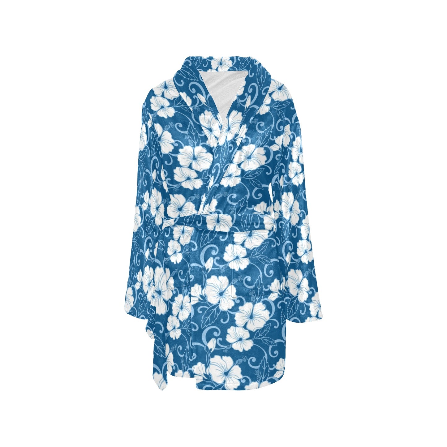 Hibiscus Pattern Print Design HB03 Women's Fleece Robe