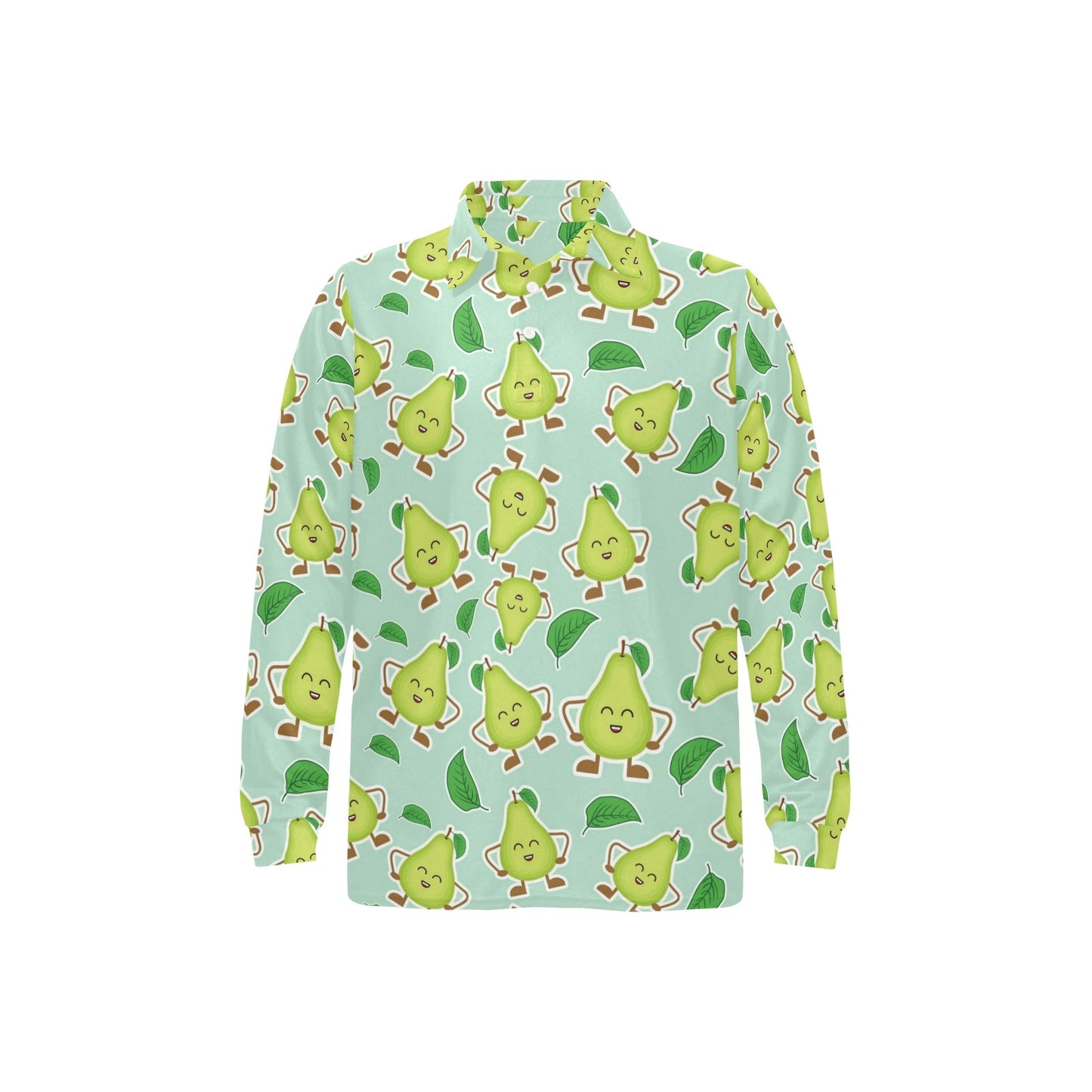 Avocado Pattern Print Design AC011 Long Sleeve Polo Shirt For Men's