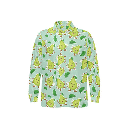 Avocado Pattern Print Design AC011 Long Sleeve Polo Shirt For Men's