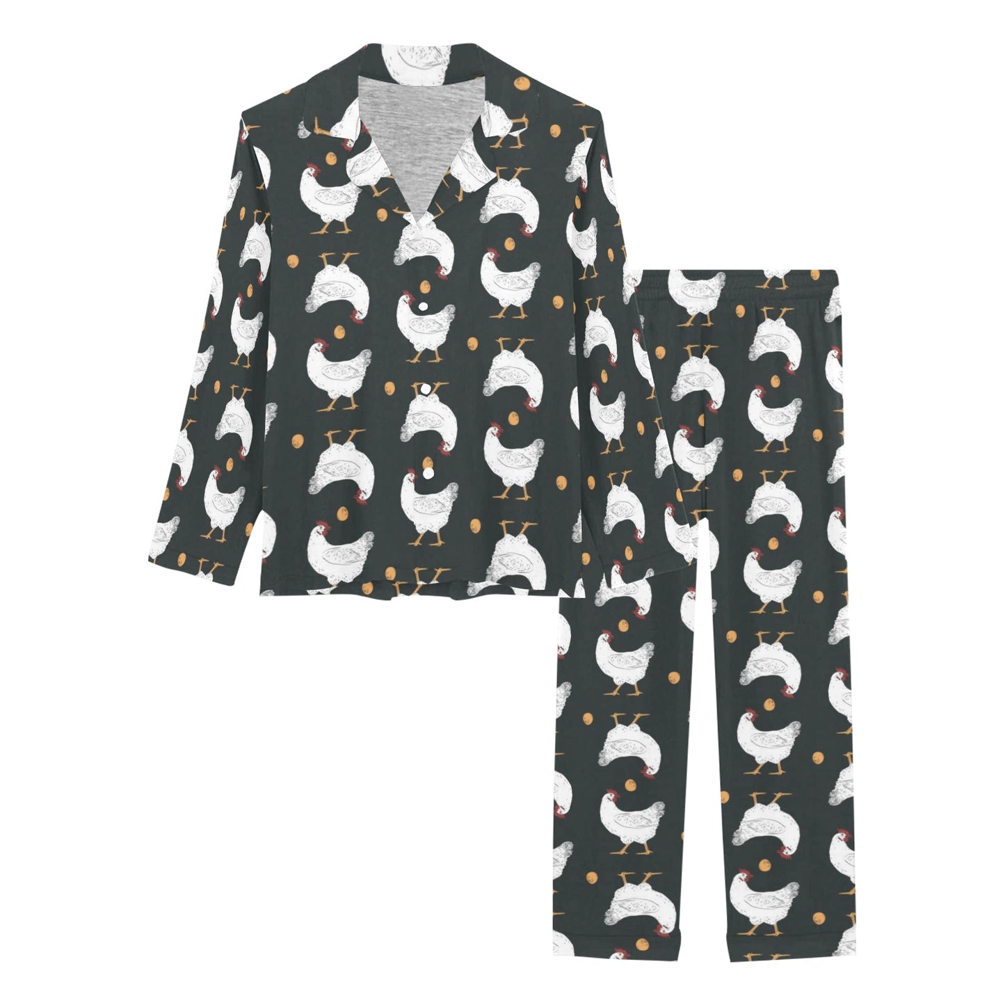 Chicken Pattern Print Design 06 Women's Long Pajama Set