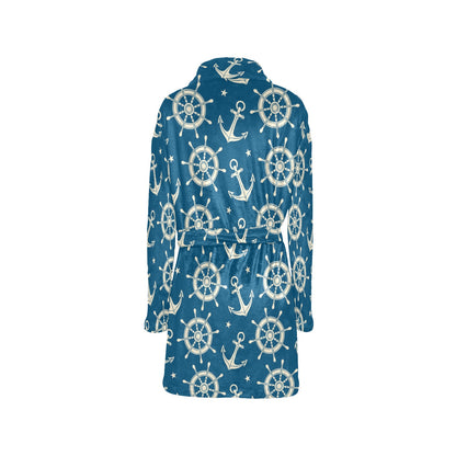 Anchor Pattern Print Design 01 Women's Fleece Robe