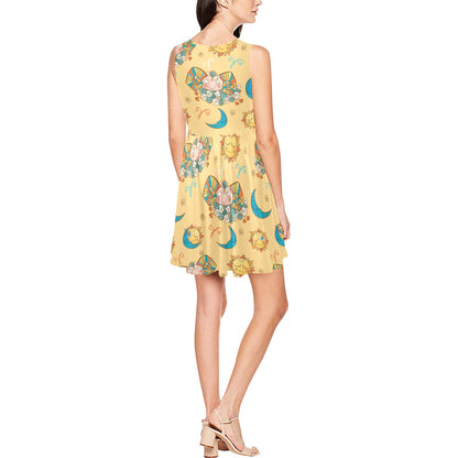 Aries Zodiac Pattern Print Design 03 Sleeveless Dress