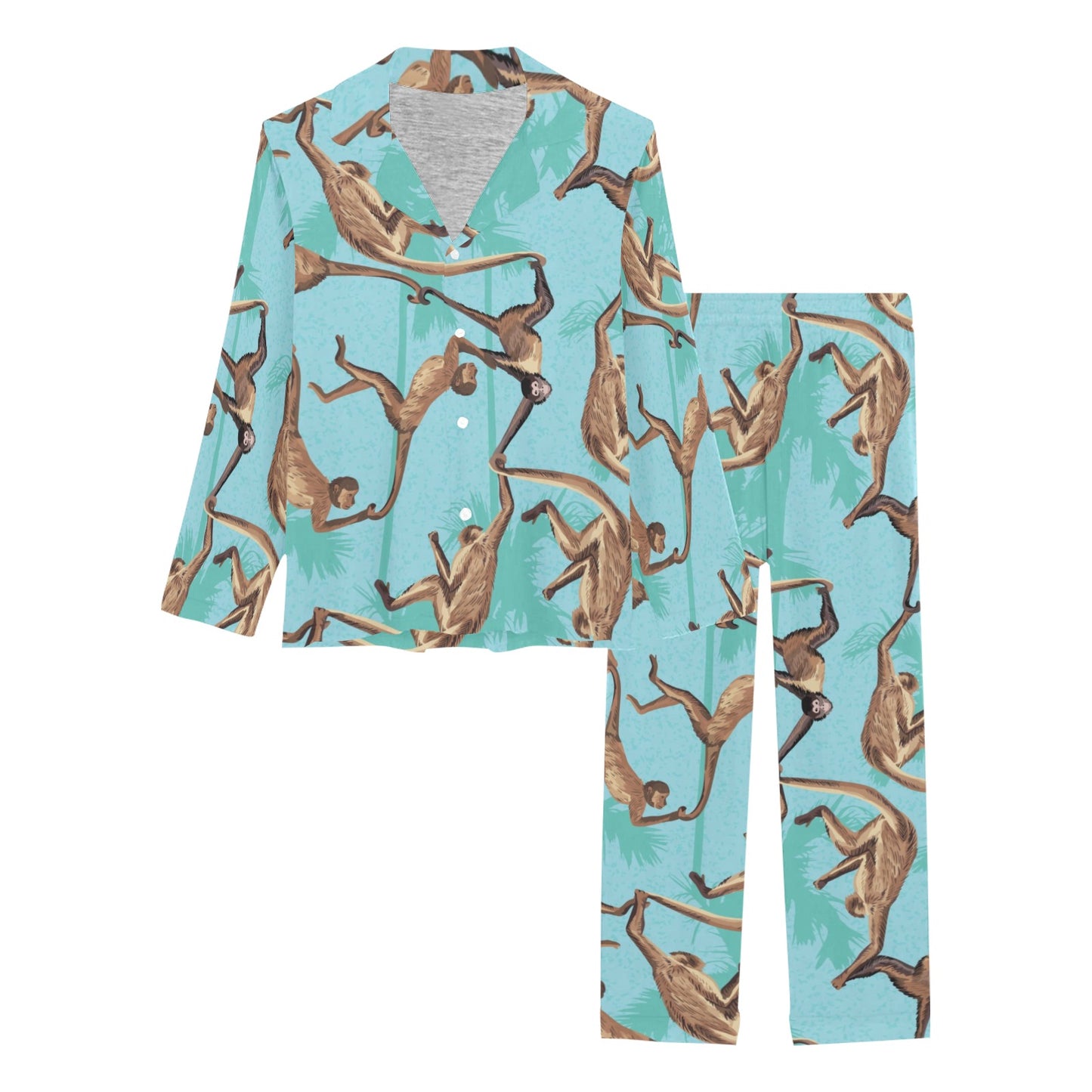 Monkey Pattern Print Design 04 Women's Long Pajama Set