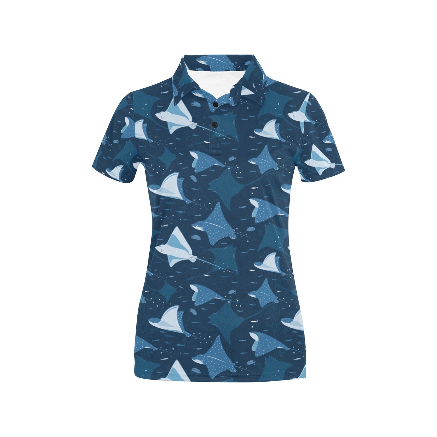 Manta Ray Pattern Print Design 02 Women's Polo Shirt