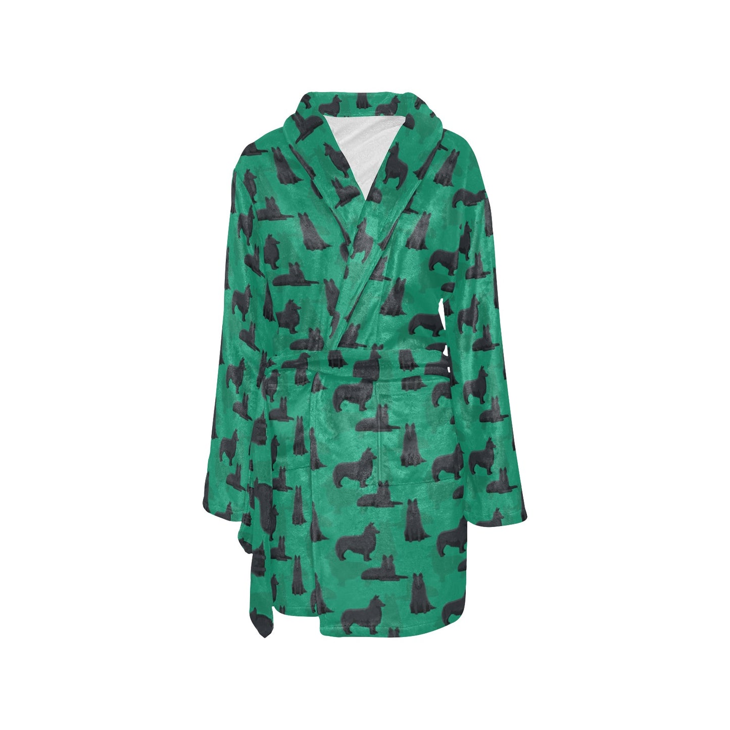 Belgian Sheepdog Pattern Print Design 01 Women's Fleece Robe