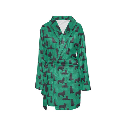 Belgian Sheepdog Pattern Print Design 01 Women's Fleece Robe