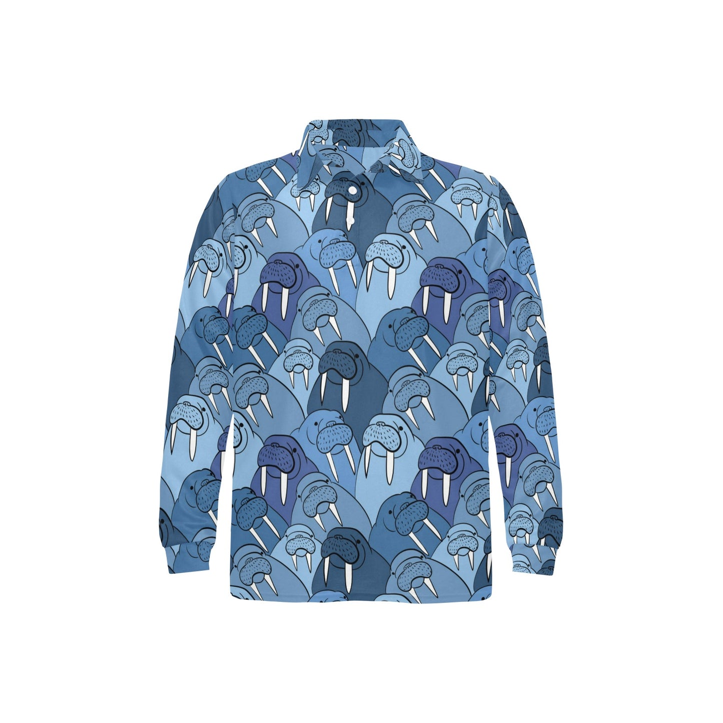 Walrus Pattern Print Design 01 Long Sleeve Polo Shirt For Men's