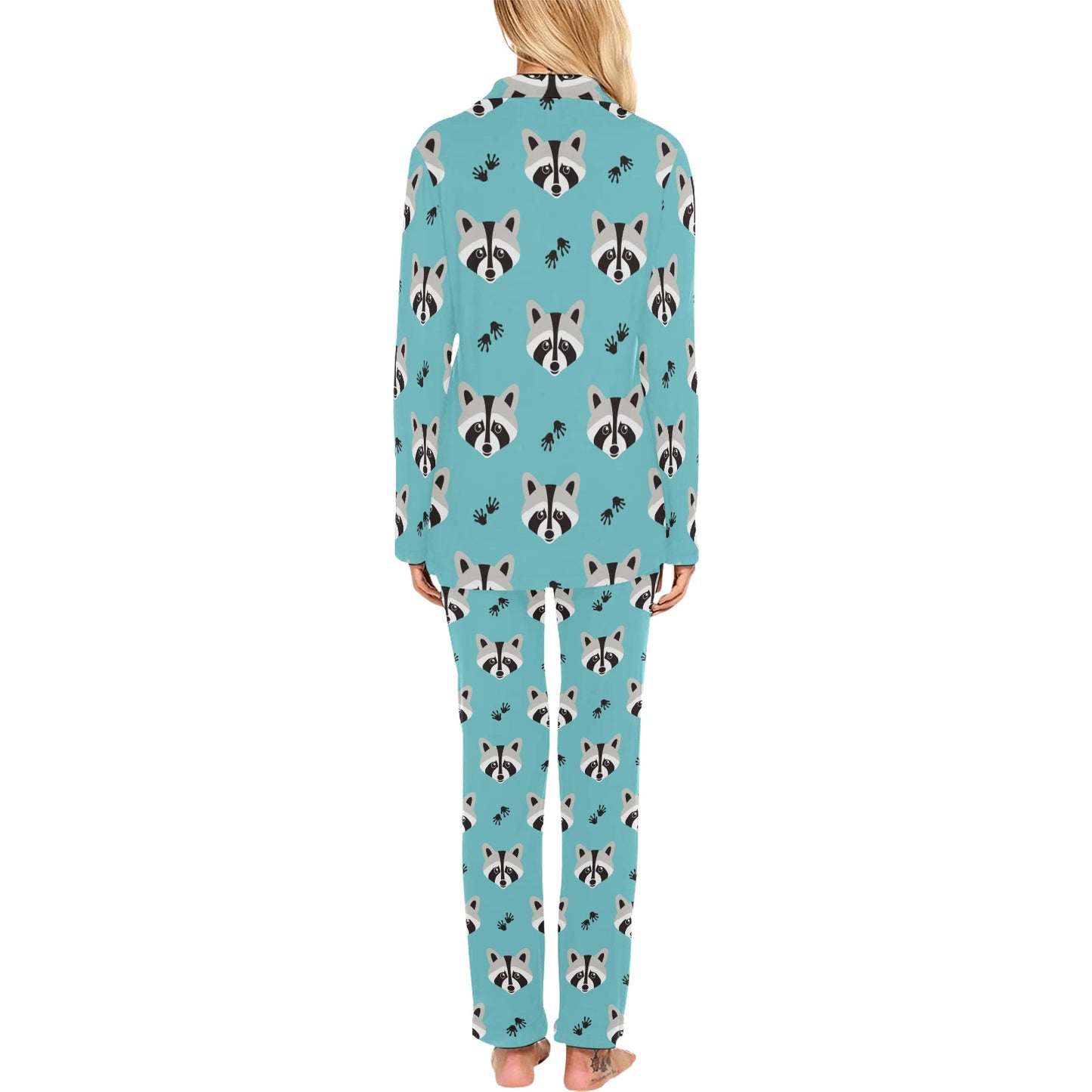 Raccoon Pattern Print Design A01 Women's Long Pajama Set