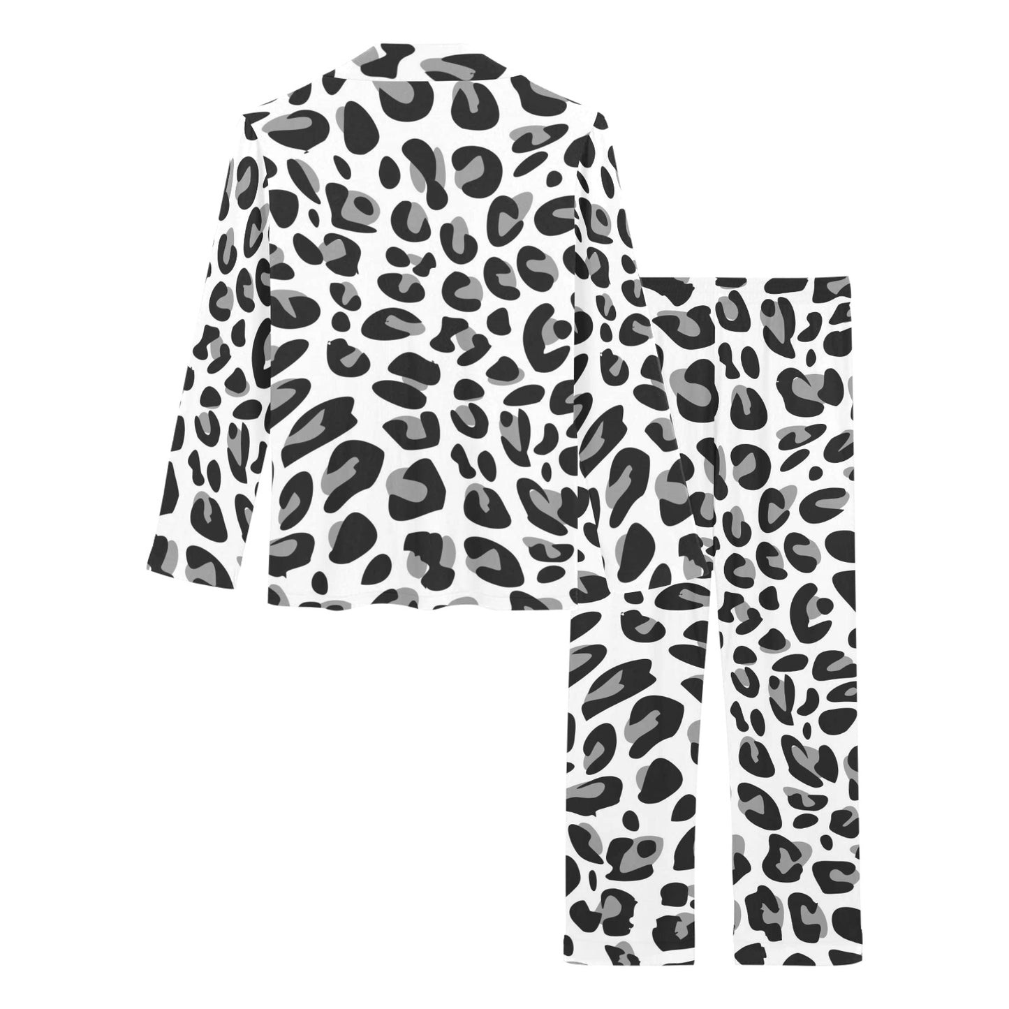 Snow Leopard Skin Print Women's Long Pajama Set