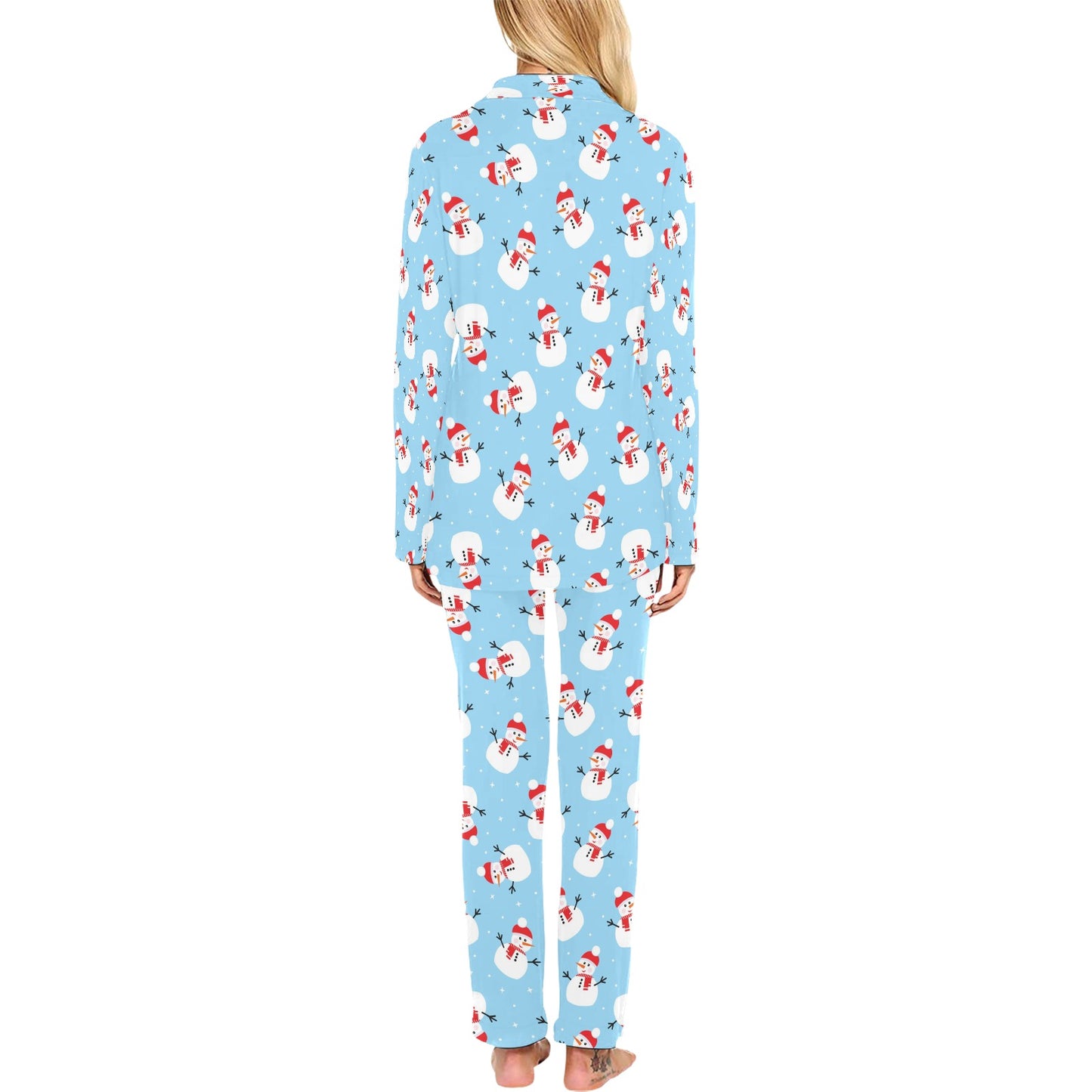 Snowman Print Design LKS305 Women's Long Pajama Set