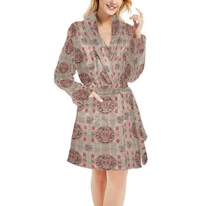 Calendar Aztec Print Pattern Women's Fleece Robe