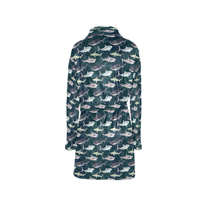 Shark Pattern Print Women's Fleece Robe