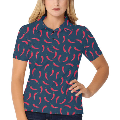 Chilli Pepper Pattern Print Design 03 Women's Polo Shirt