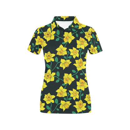 Daffodils Pattern Print Design DF03 Women's Polo Shirt