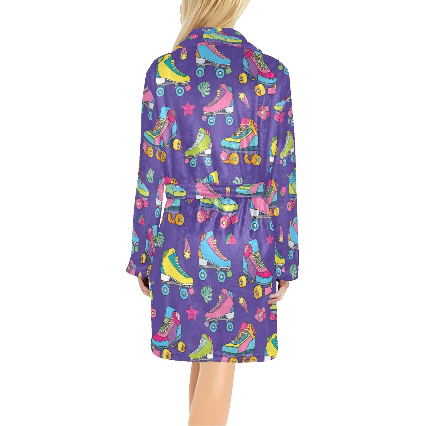 Roller skate Colorful Pattern Print Design A05 Women's Fleece Robe