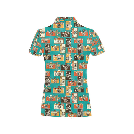 Camera Pattern Print Design 02 Women's Polo Shirt