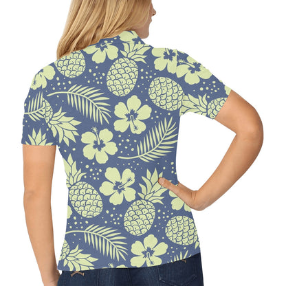 Pineapple Pattern Print Design PP07 Women's Polo Shirt