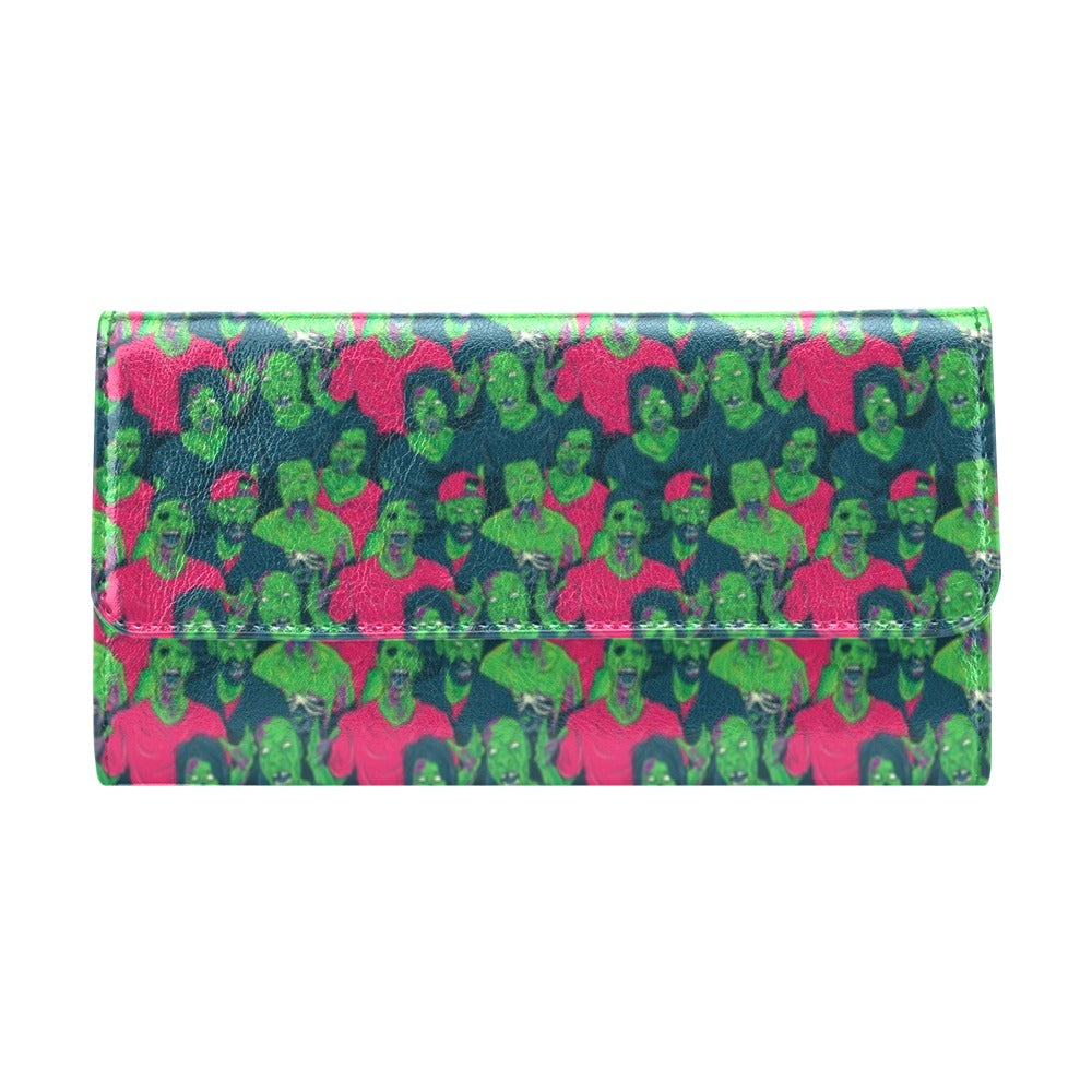 Zombie Themed Design Pattern Print Women's Trifold Wallet