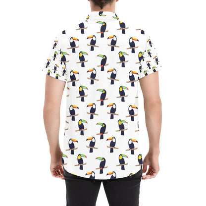Toucan Print Design LKS305 Men Short Sleeve Button Up Shirt